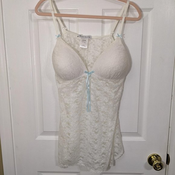 Intimo Donatella Off-White Lace Baby Blue Details Babydoll Lingerie - size XXL - Picture 1 of 7